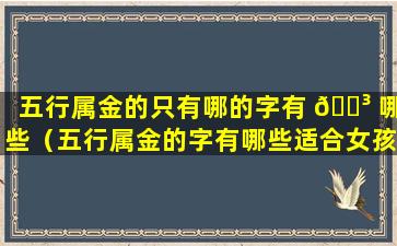 五行属金的只有哪的字有 🌳 哪些（五行属金的字有哪些适合女孩）